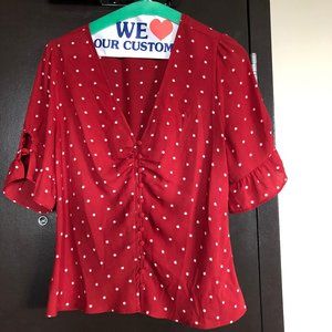 Madewell Red Daylight Tie-Sleeve Top